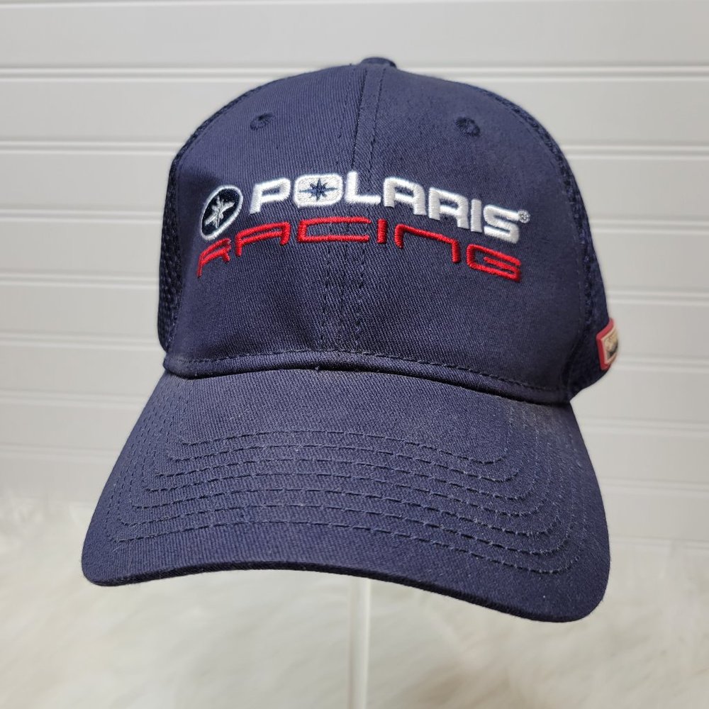 Polaris Racing OEM Hat Baseball Cap Fitted Mesh Backside Navy Blue